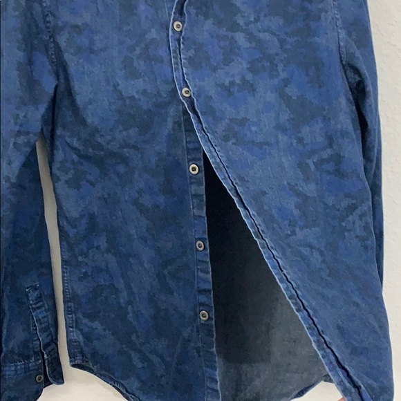 Zara men long Sleeve Dark Blue button down Shirt - Picture 4 of 7